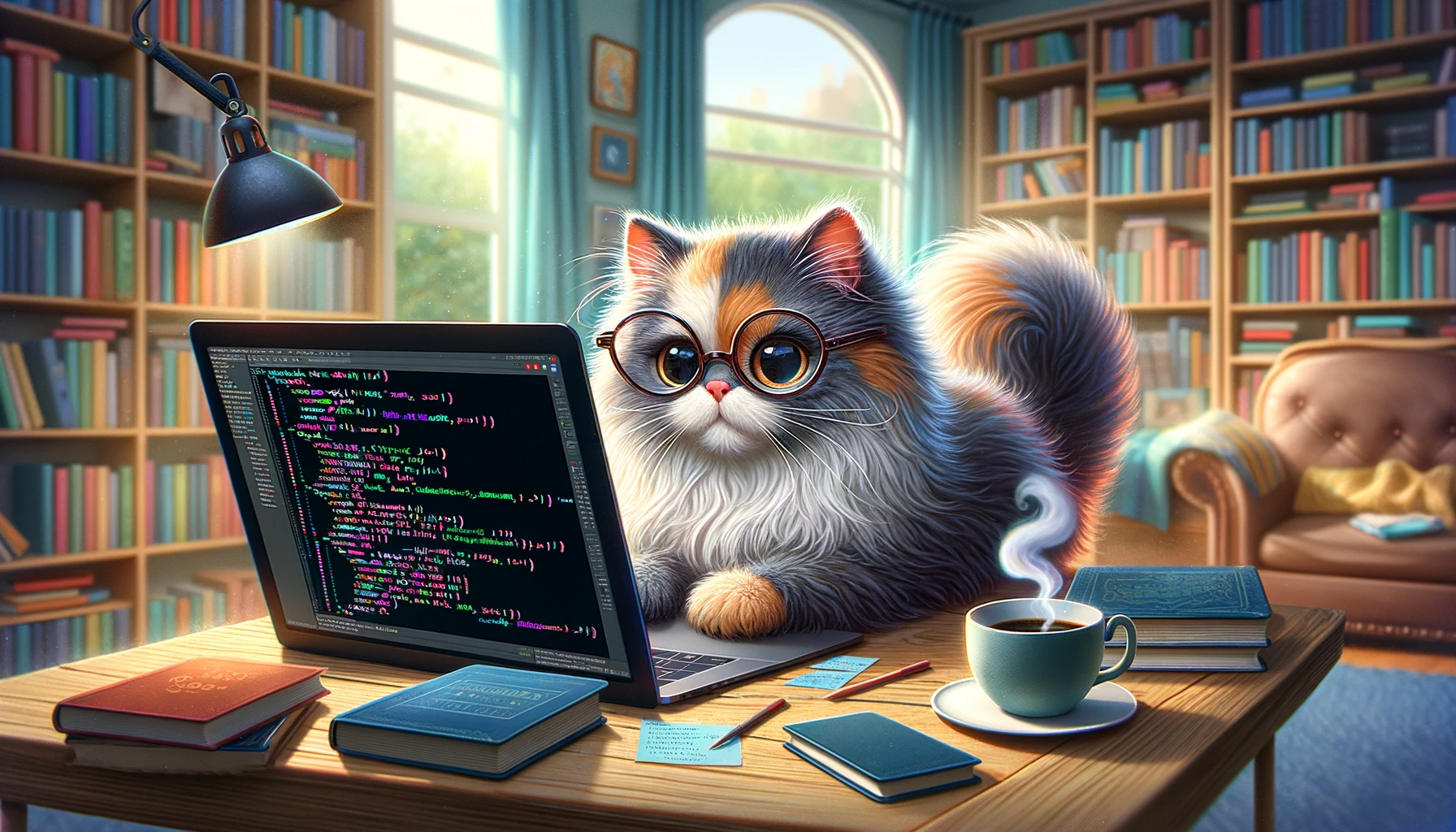 Cat working on machine learning project